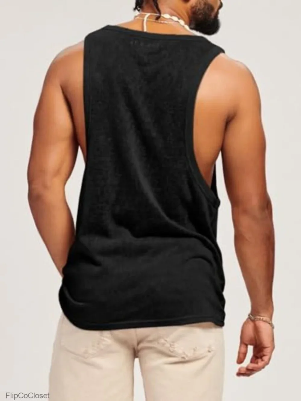 Men's Loose Fit Cotton Blend Tank Top Sleeveless Gym Workout Shirt_2